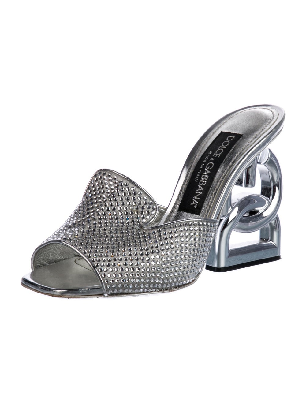 Dolce & Gabbana Crystal Slides Metallic & Silver … - image 2