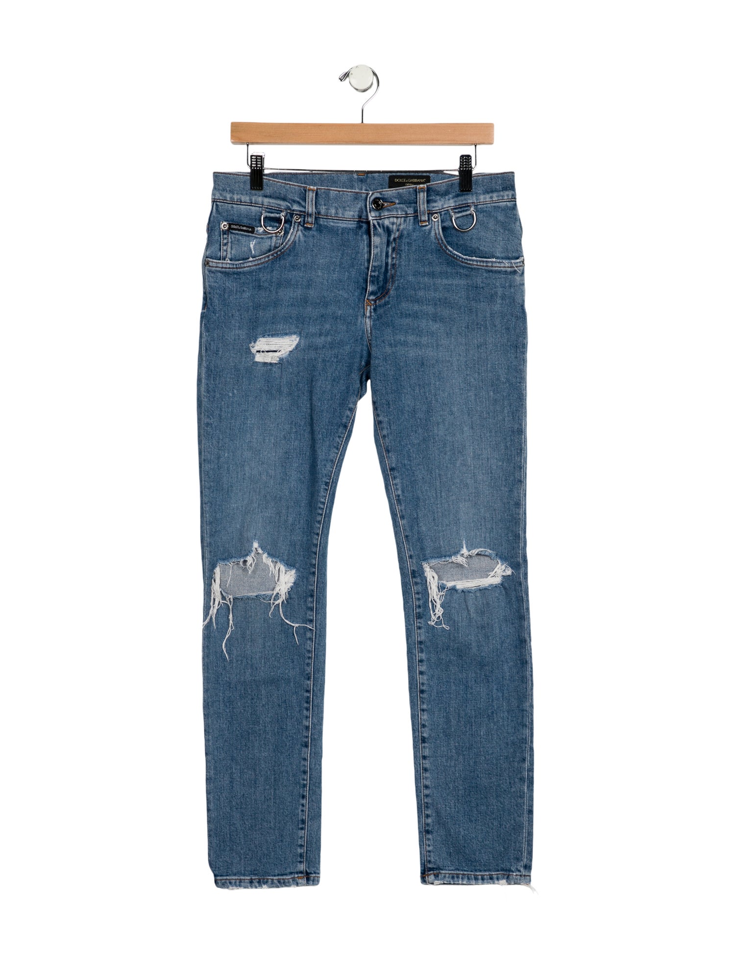 Dolce & Gabbana Faux Pearl Accents Skinny Jeans