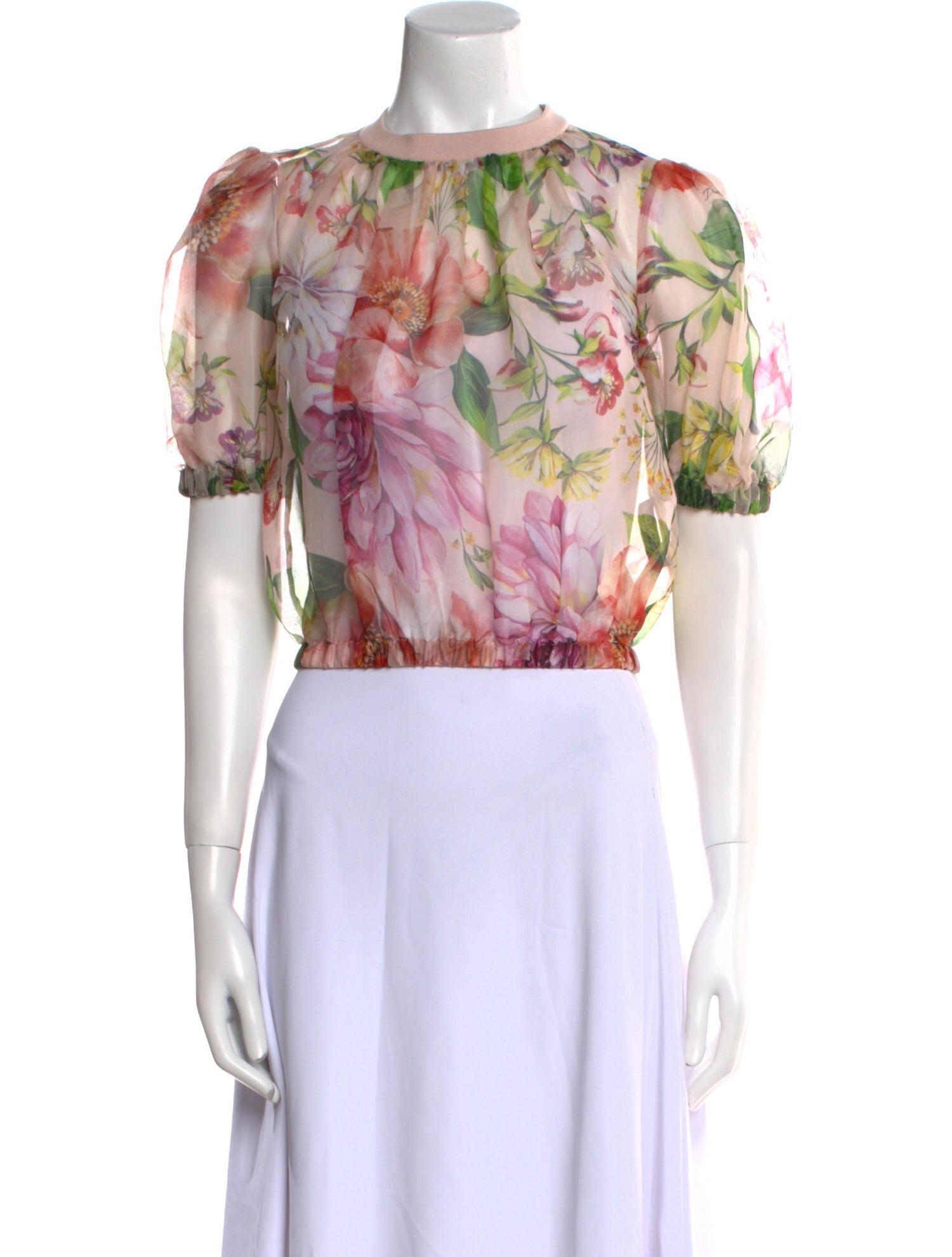Dolce & Gabbana Silk Floral Print Crop Top