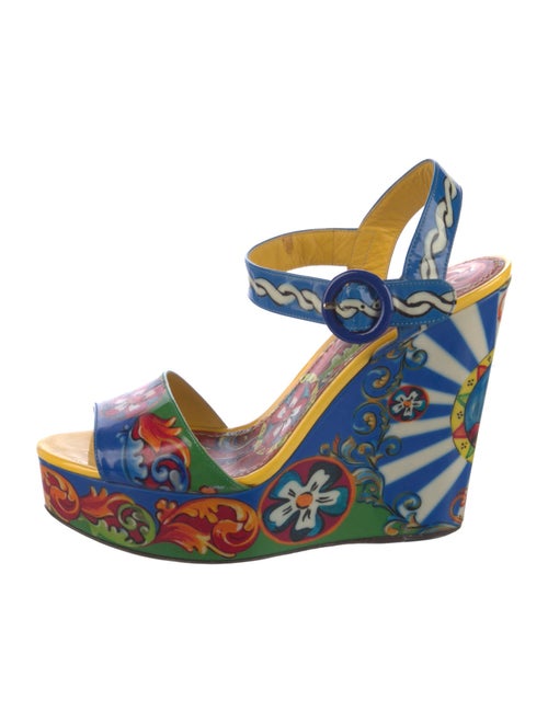 Dolce & Gabbana Carretto Print Patent Leather Sandals