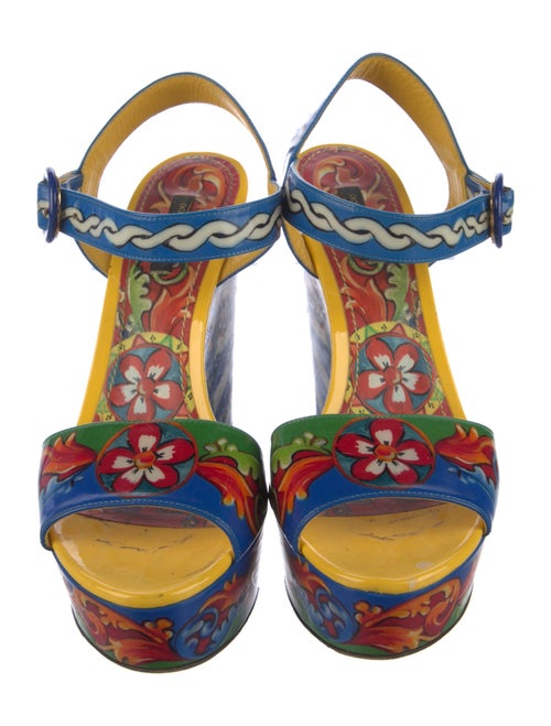 Dolce & Gabbana Carretto Print Patent Leather Sandals