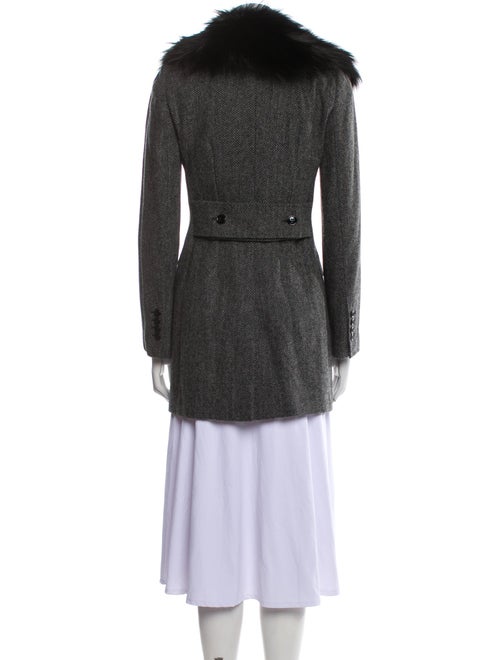 Dolce & Gabbana Virgin Wool Tweed Pattern Fur Coat