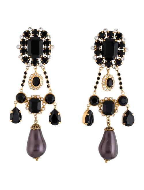 Dolce & Gabbana Faux Pearl & Crystal Clip-On Chandelier Earrings