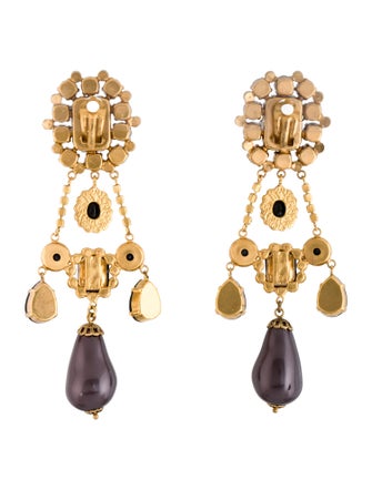 Dolce & Gabbana Faux Pearl & Crystal Clip-On Chandelier Earrings