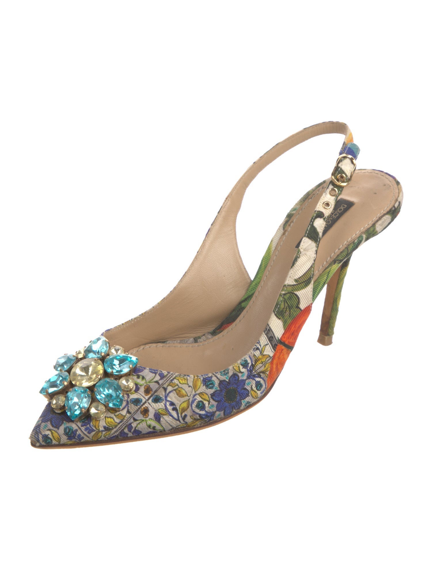 Dolce & Gabbana Floral Print Slingback Pumps