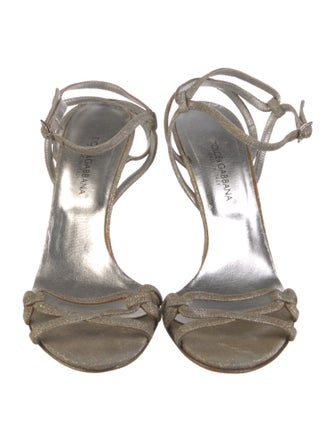 Dolce & Gabbana Leather Glitter Accents Sandals