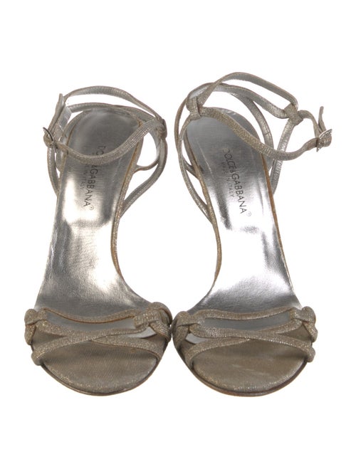 Dolce & Gabbana Leather Glitter Accents Sandals