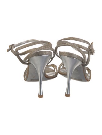 Dolce & Gabbana Leather Glitter Accents Sandals