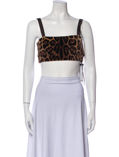Dolce & Gabbana Animal Print Square Neckline Crop Top