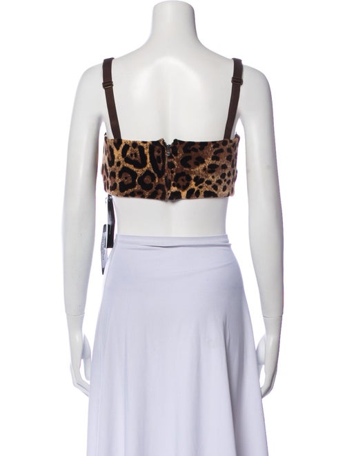 Dolce & Gabbana Animal Print Square Neckline Crop Top