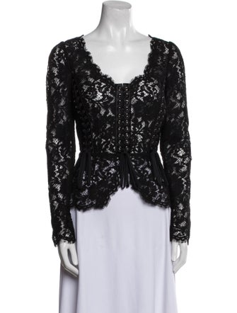Dolce & Gabbana Lace Pattern Scoop Neck Blouse