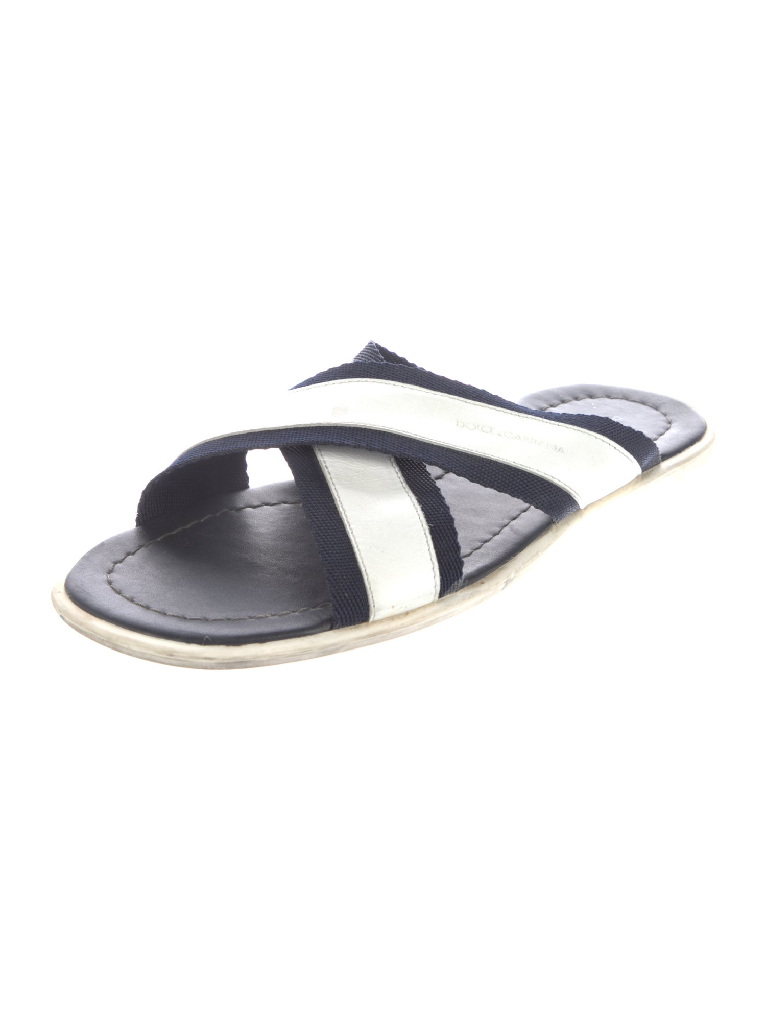 Dolce & Gabbana Leather Striped Slides