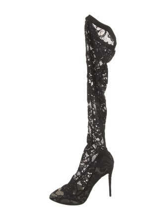 Dolce & Gabbana Lace Printed Lace-Up Boots