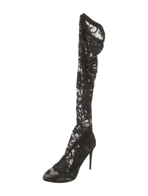 Dolce & Gabbana Lace Printed Lace-Up Boots