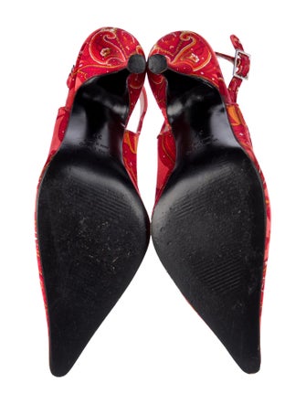 Dolce & Gabbana Satin Floral Print Slingback Pumps