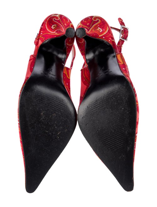 Dolce & Gabbana Satin Floral Print Slingback Pumps