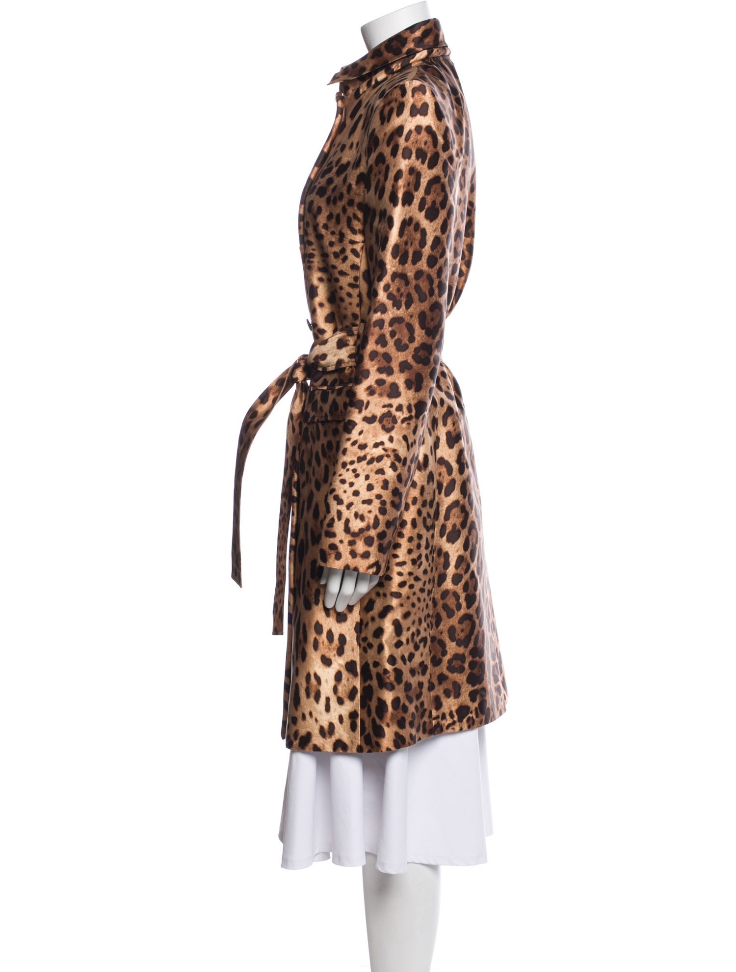 Dolce & Gabbana Silk Animal Print Trench Coat