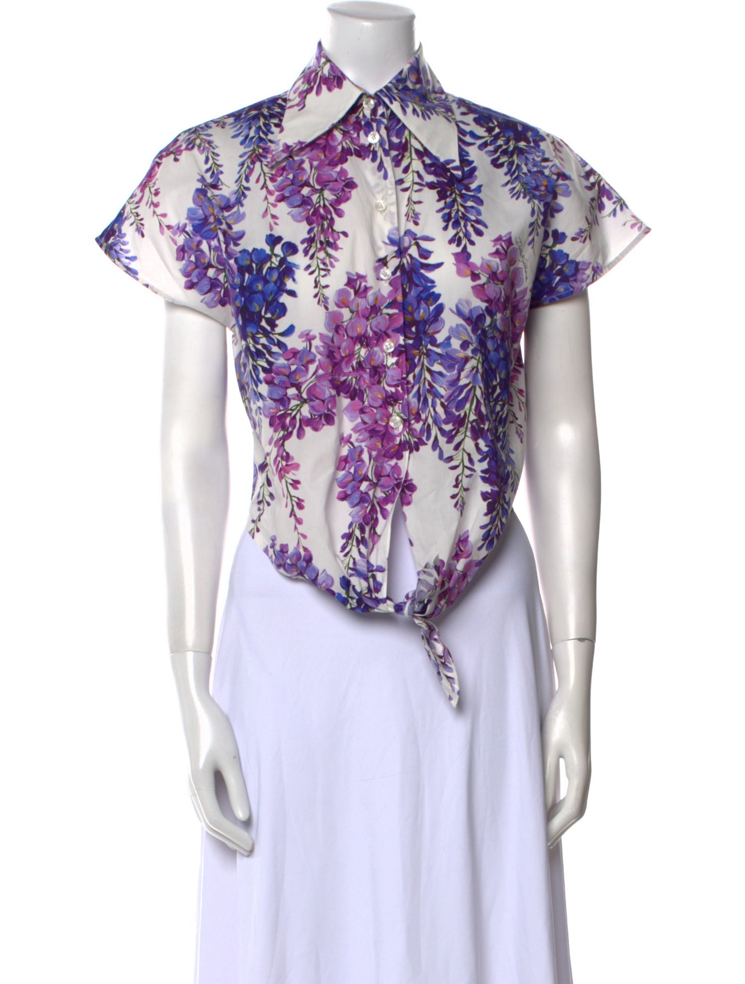 Dolce & Gabbana Floral Print Short Sleeve Button-Up Top