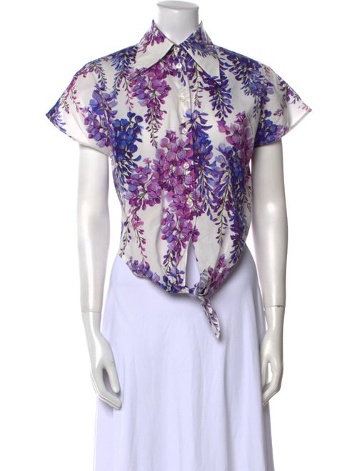 Dolce & Gabbana Floral Print Short Sleeve Button-Up Top