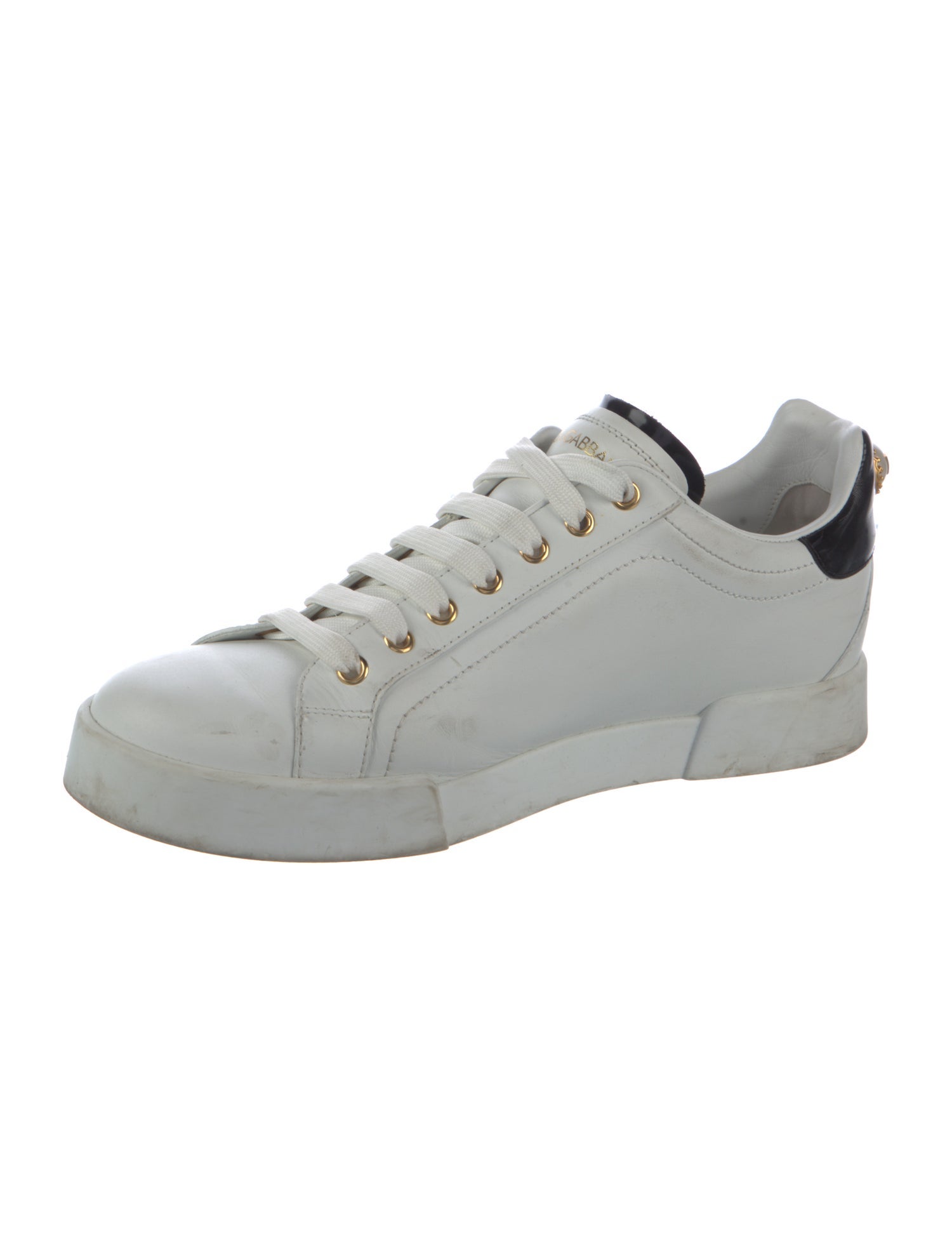Dolce & Gabbana Faux Pearl Accents Leather Sneakers