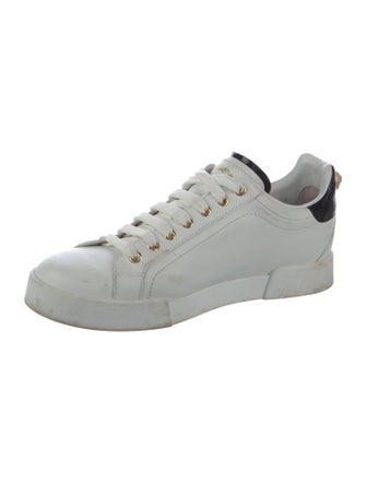 Dolce & Gabbana Faux Pearl Accents Leather Sneakers