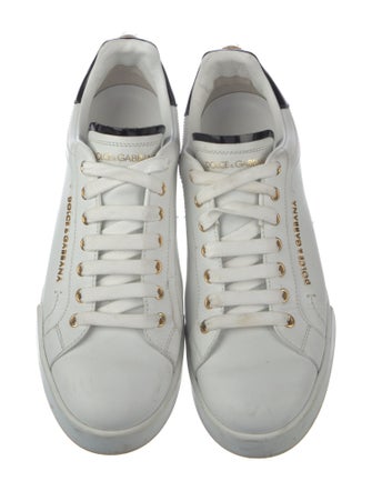 Dolce & Gabbana Faux Pearl Accents Leather Sneakers