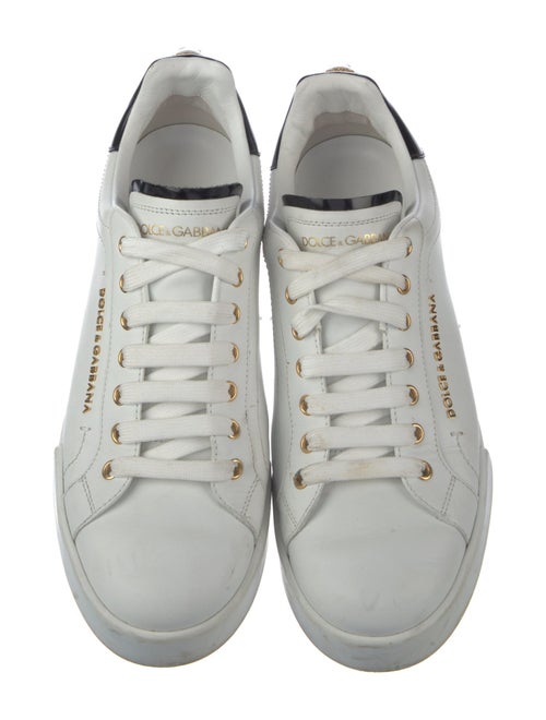 Dolce & Gabbana Faux Pearl Accents Leather Sneakers