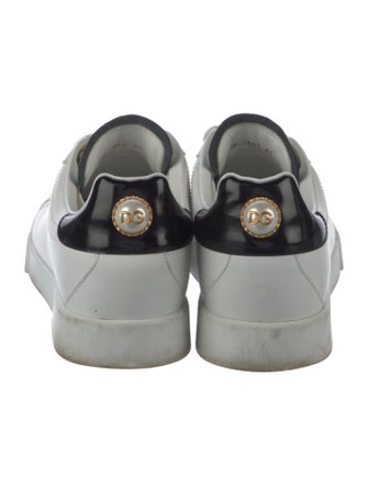 Dolce & Gabbana Faux Pearl Accents Leather Sneakers