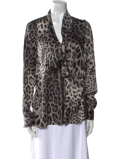 Dolce & Gabbana Silk Animal Print Button-Up Top
