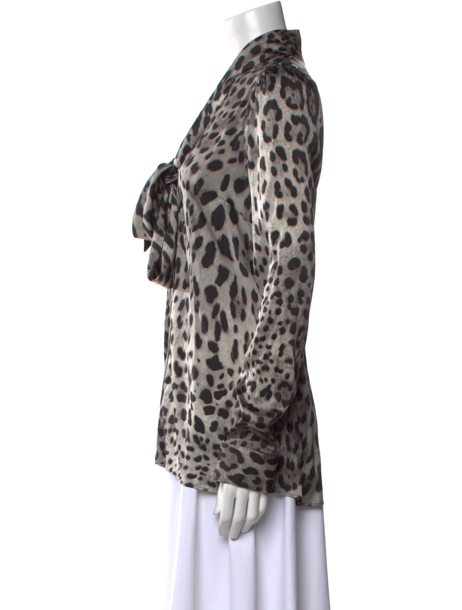 Dolce & Gabbana Silk Animal Print Button-Up Top