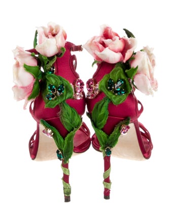 Dolce & Gabbana Satin Crystal Embellishments Sandals