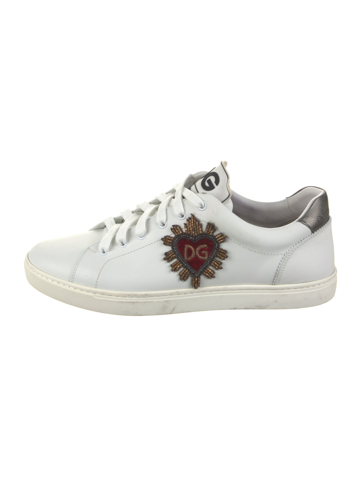 Dolce & Gabbana Leather Crystal Embellishments Sneakers