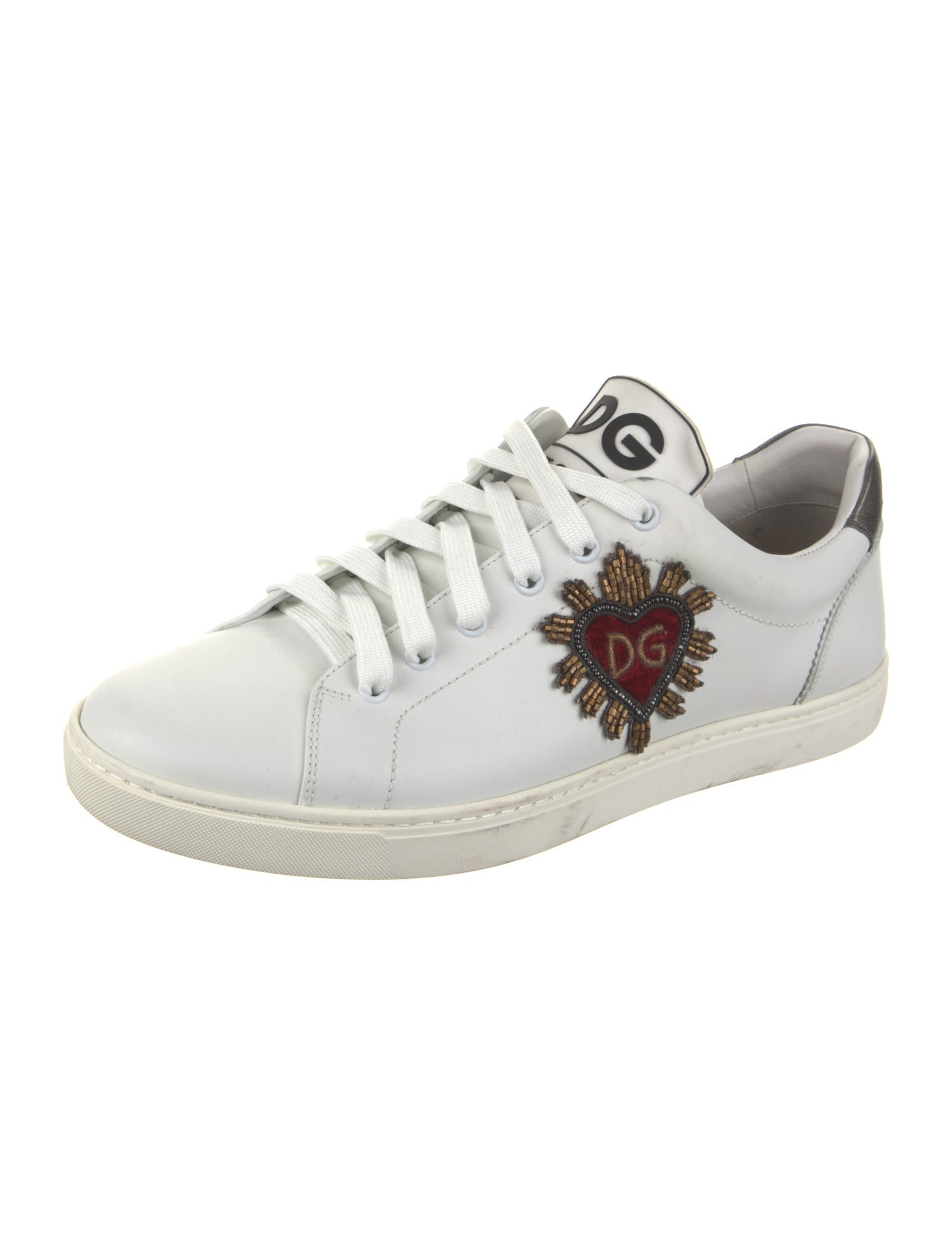 Dolce & Gabbana Leather Crystal Embellishments Sneakers