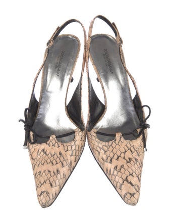 Dolce & Gabbana Snakeskin Animal Print Slingback Pumps