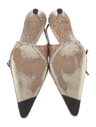 Dolce & Gabbana Snakeskin Animal Print Slingback Pumps