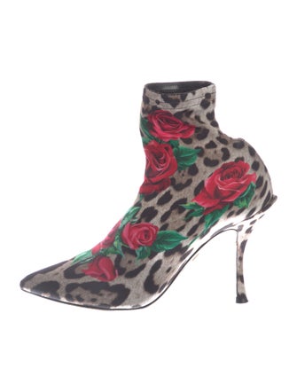 Dolce & Gabbana Neoprene Floral Print Sock Boots