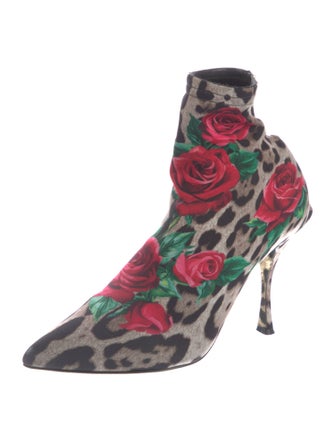 Dolce & Gabbana Neoprene Floral Print Sock Boots