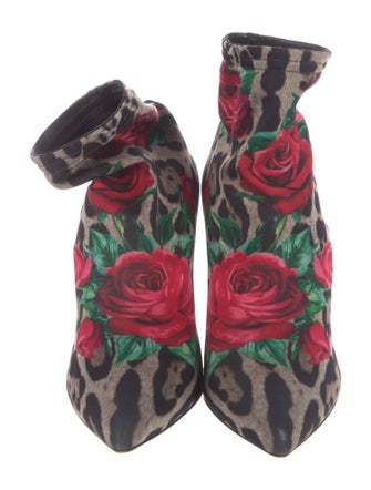Dolce & Gabbana Neoprene Floral Print Sock Boots