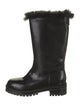Dolce & Gabbana Leather Fur Trim Rain Boots