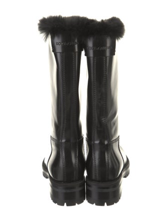 Dolce & Gabbana Leather Fur Trim Rain Boots