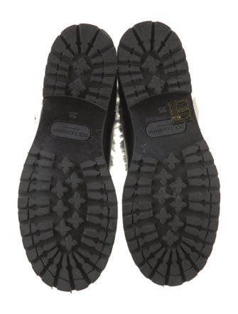 Dolce & Gabbana Leather Fur Trim Rain Boots