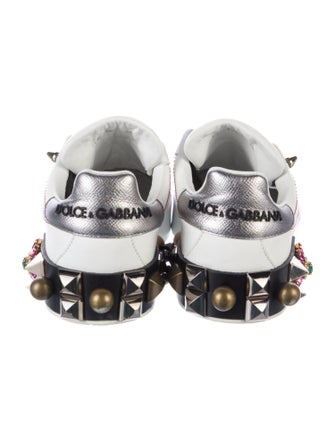 Dolce & Gabbana Leather Floral Print Sneakers