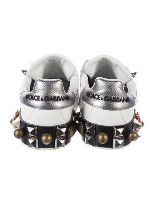 Dolce & Gabbana Leather Floral Print Sneakers