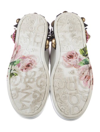 Dolce & Gabbana Leather Floral Print Sneakers
