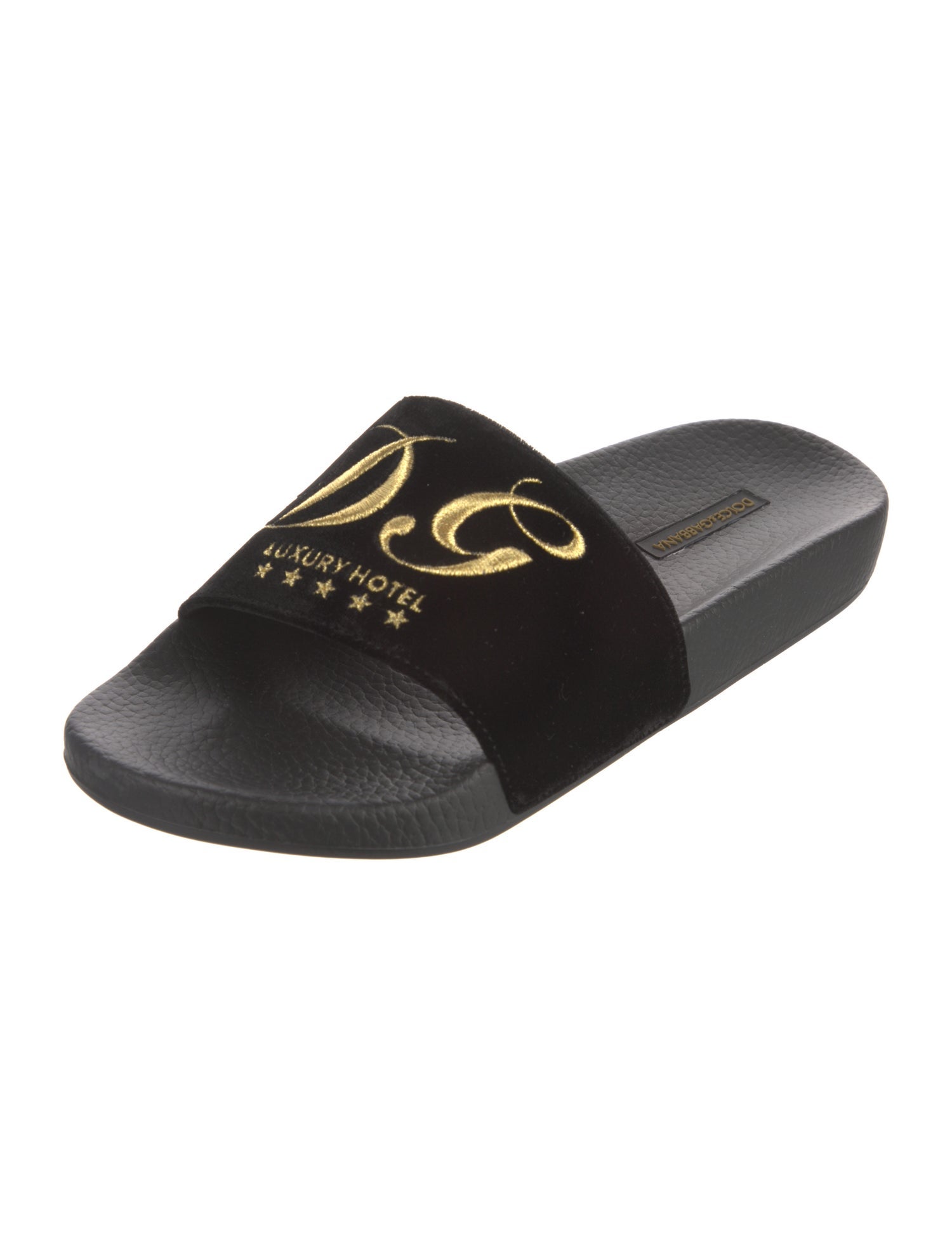Dolce & Gabbana Velvet Printed Slides
