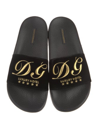 Dolce & Gabbana Velvet Printed Slides
