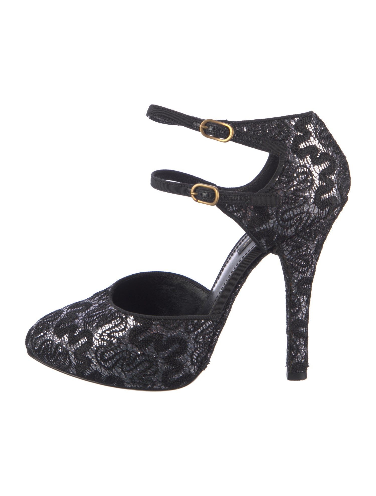 Dolce & Gabbana Lace Floral Print D'Orsay Pumps