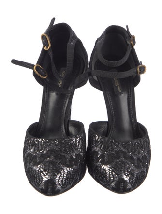 Dolce & Gabbana Lace Floral Print D'Orsay Pumps