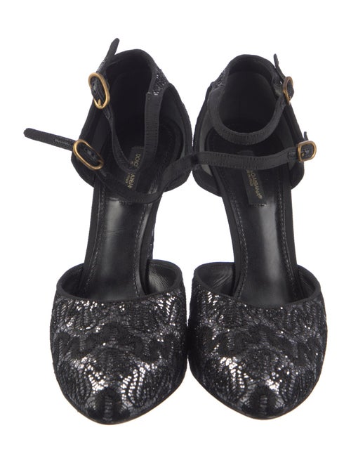 Dolce & Gabbana Lace Floral Print D'Orsay Pumps