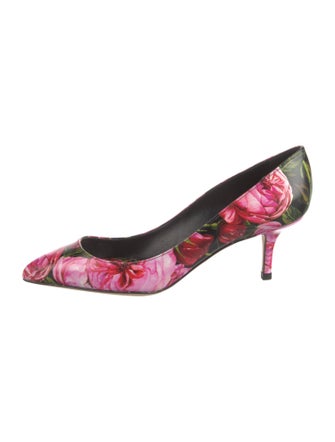 Dolce & Gabbana Leather Floral Print Pumps